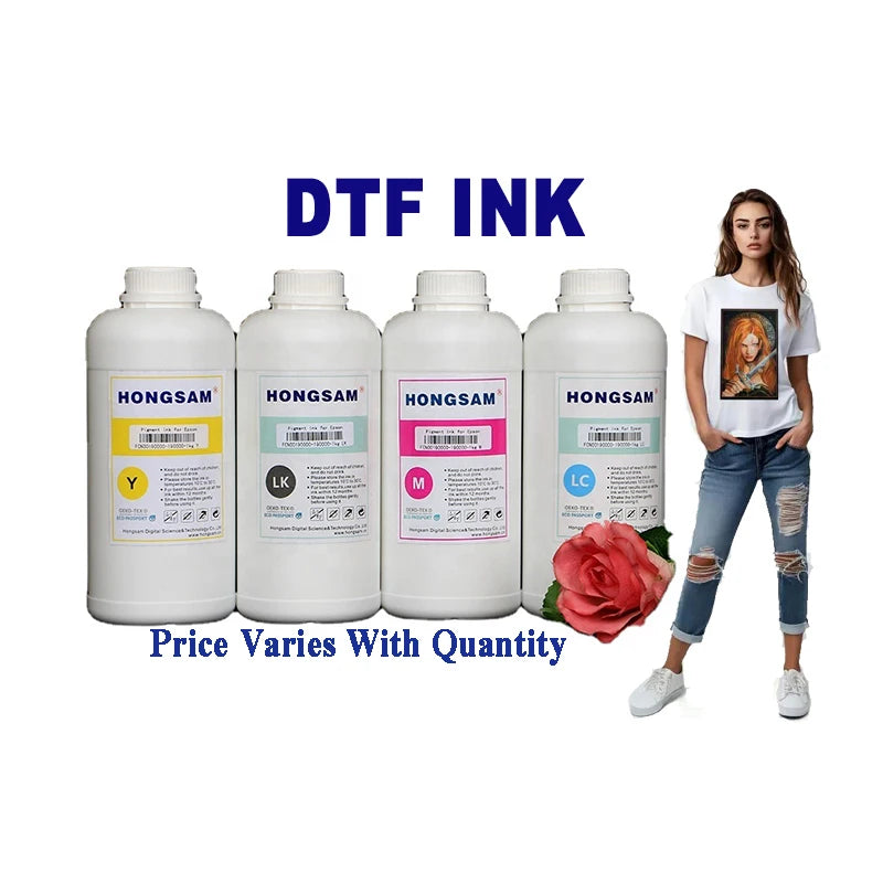 HONGSAM OEKO Water Based 23 Years Factory DTF Direct to Film Tinta Ink for Dx5 Dx7 4720 I3200 I1600 Xp600 Tx800 DTF DTG Printer MegaBDM