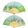 Hand Fan Factory Personalized Custom LOGO Printing Fabric Hand Fan Bamboo for Summer