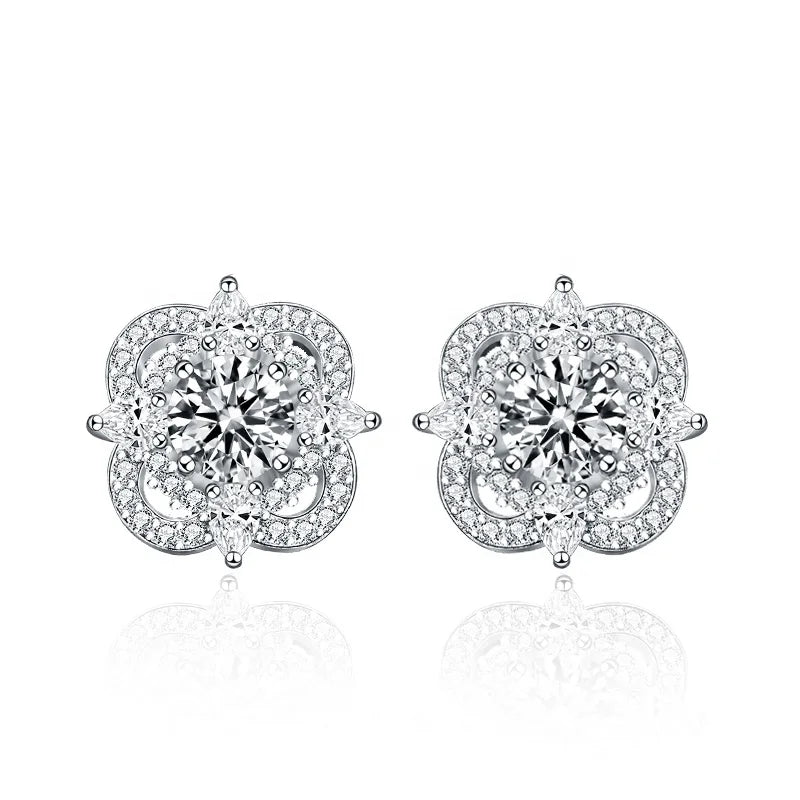 Elegant Design Fine Jewelry VVS Moissanite Diamond Stud Earrings 925 Sterling Silver and Pave Zirconia for Women 0.5 Carat GRA