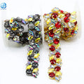 Fashion Accessories AB Colorful Glass Crystal Chain Hand-sewing Flatback Trimming for Clothes Decorator