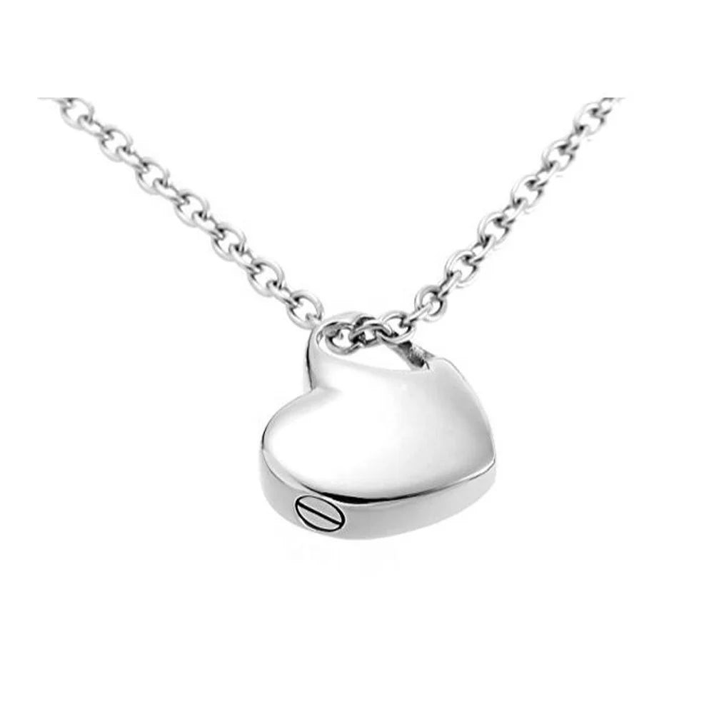 MECYLIFE Stainless Steel Urn Women Heart Ashes Urn Custom Engraving Cremation Necklace Memorial Necklace