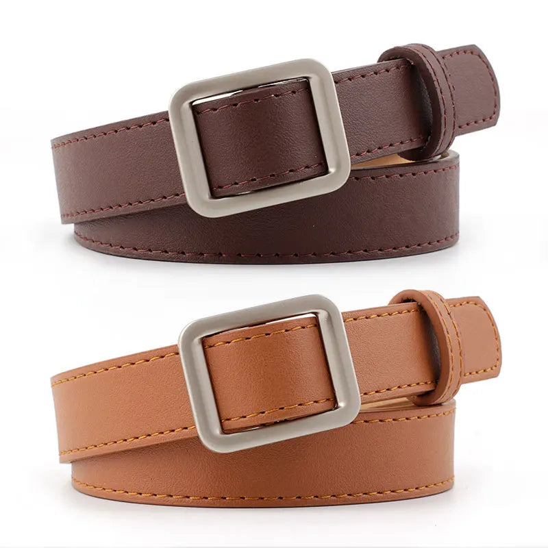 Ladies Classic Casual Alloy Pin Buckle PU Leather Belt for Women Dress Jeans Vintage Genuine