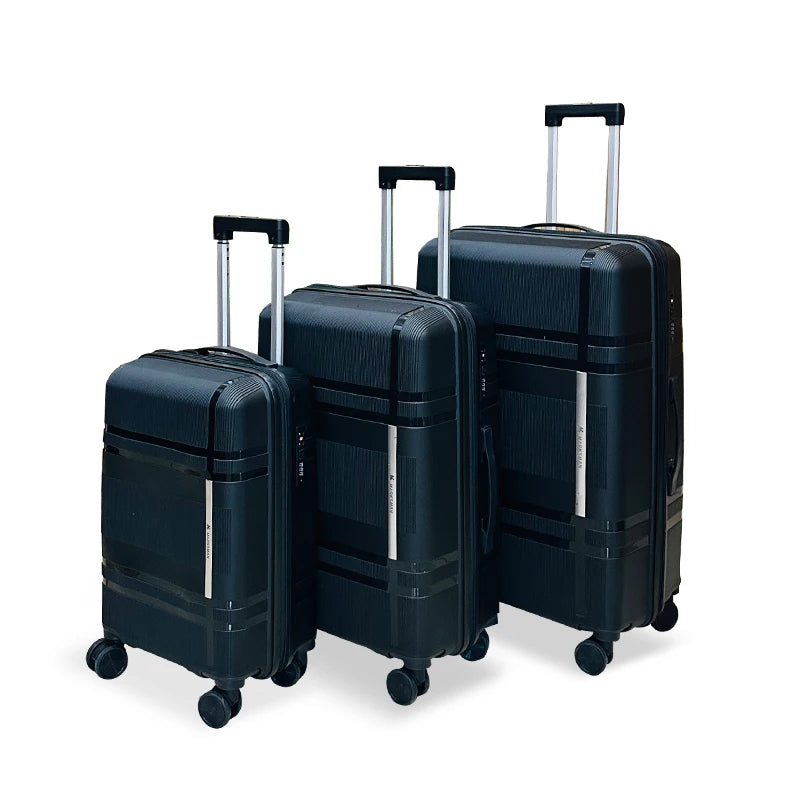 Unisex Marksman Carry on PP Luggage Set Waterproof Metallic Spinner Suitcase Zipper Closure Cheap Price Long Distance Travel