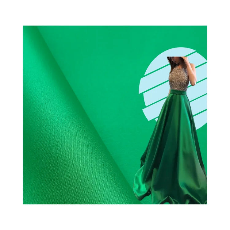 Hot Sale 2024 100% Waterproof Polyester Green Silk Satin Fabric for Elegant Party Dress