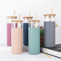 Manufacturer Wholesale Hot Selling Type Sleeve Borosilicate Glass Bottle With Bamboo Lid Straw