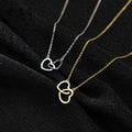 Fashion 925 Sterling Silver Necklace Simple Hollow Two Double love Hearts Gold Plated Necklaces Women Valentine's Day Gifts
