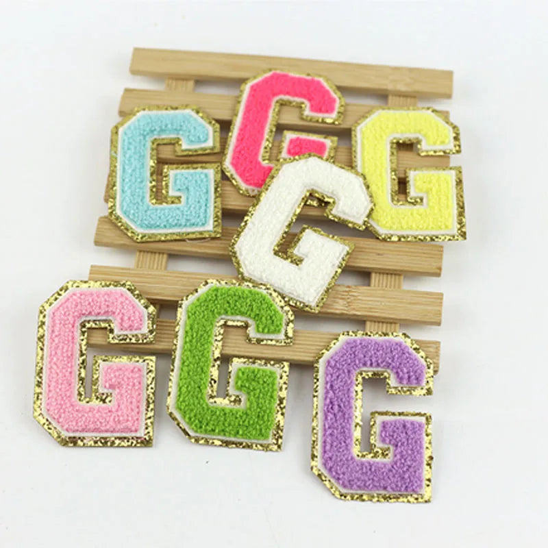 Stock Lilac New Self Adhesive 3M Backing Multi Color Alphabet Embroidered Patch Letter A-Z Decorative Custom Embroidery Patches
