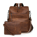 Trendy Multi-functional Large Capacity Women Backpack Vintage Convertible College School Bag With Wristlet Purse