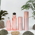 5ml & 10ml Refillable Rose Gold Pink Glass Roll-on Bottle Cylinder Shape with Screw Cap for Essential Oils and Perfume