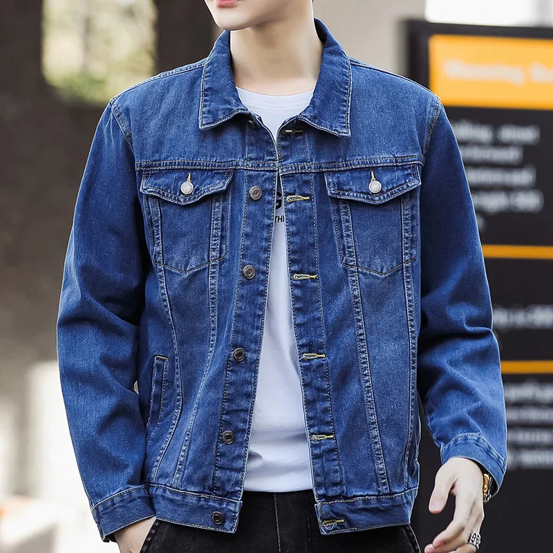 Fall Casual Men's Clothing M-5XL Jacket Fashion Blue Denim Jacket