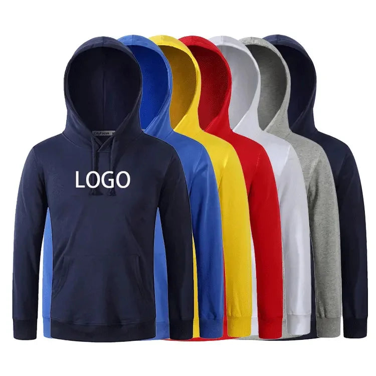 Custom Logo Embroidered Blank Plain Pullover Uniform Work Clothes 330gsm Cotton Fleece Workwear Hoodies for Men