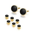 Ready to Ship DIY Black Oil Drop Gold Plated 8-Piece Men's Cufflinks Studs Set for Wedding Party Gift