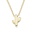Custom Jewelry Trendy Plant Fashion Minimalist Cactus Pendant Plain 925 Sterling Silver 14k Gold Plated Necklace Jewelry