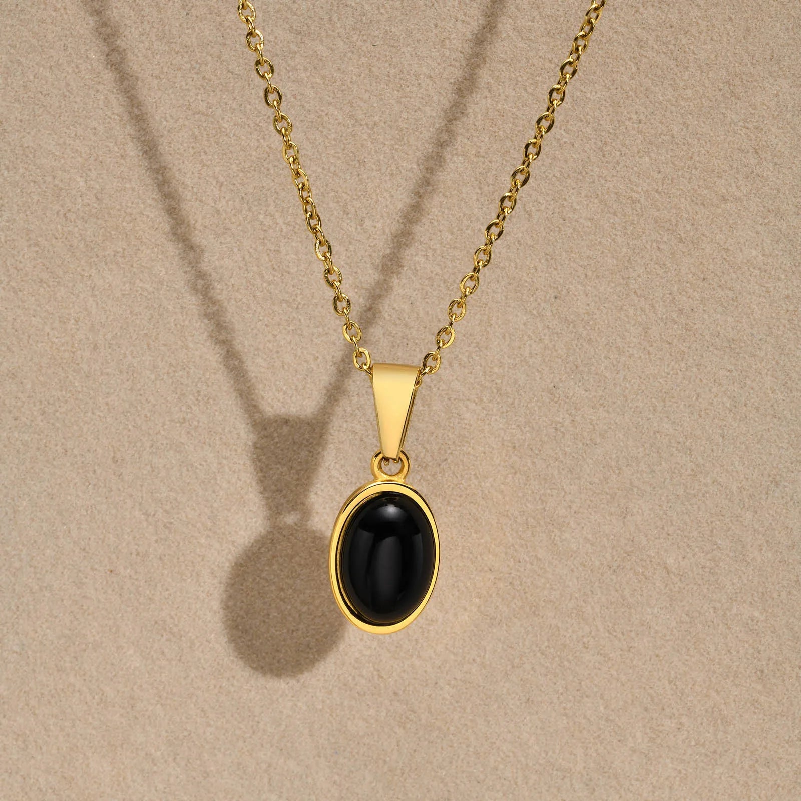 New Arrival 18K Gold Plated Stainless Steel Agate Stone Necklace for Women Fashion Jewelry