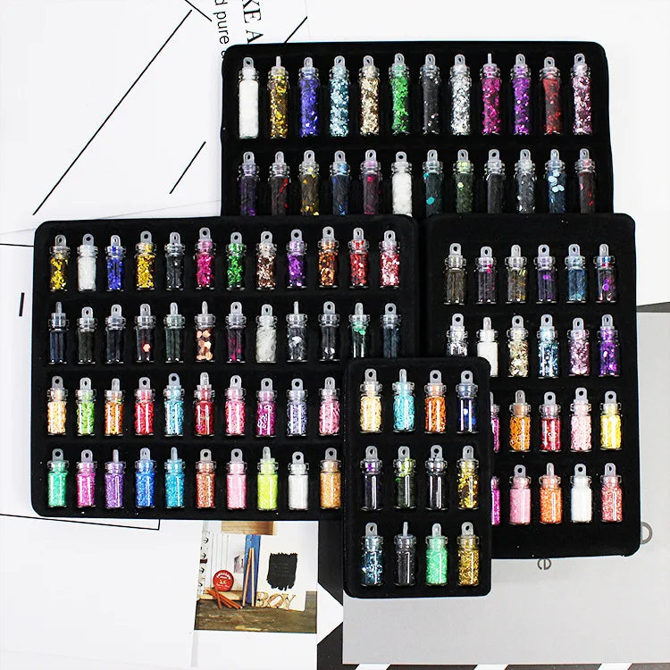 DIY 48 Color Glass Bottle Sequined Nail Decoration Mixed Nail Art Accessories VIICKE Model NDG-2