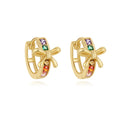 Europe and America Fashion Bow Jewelry 925 Sterling Silver Colored Zircon Gold Plated Hoop Earring Jewelry for Women