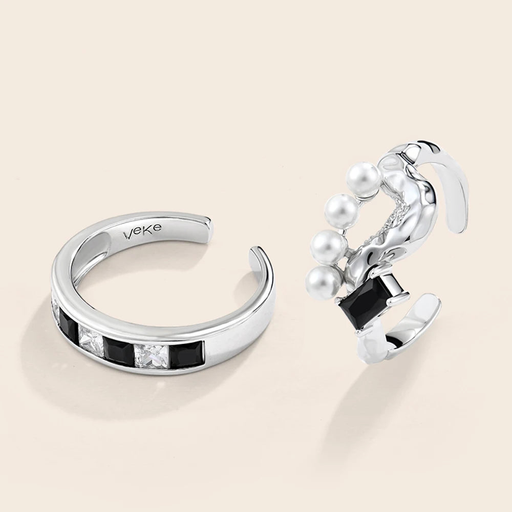 Custom OEM Anillos Men Women Girls Fine Jewelry Adjustable 925 Silver Pearl Rings