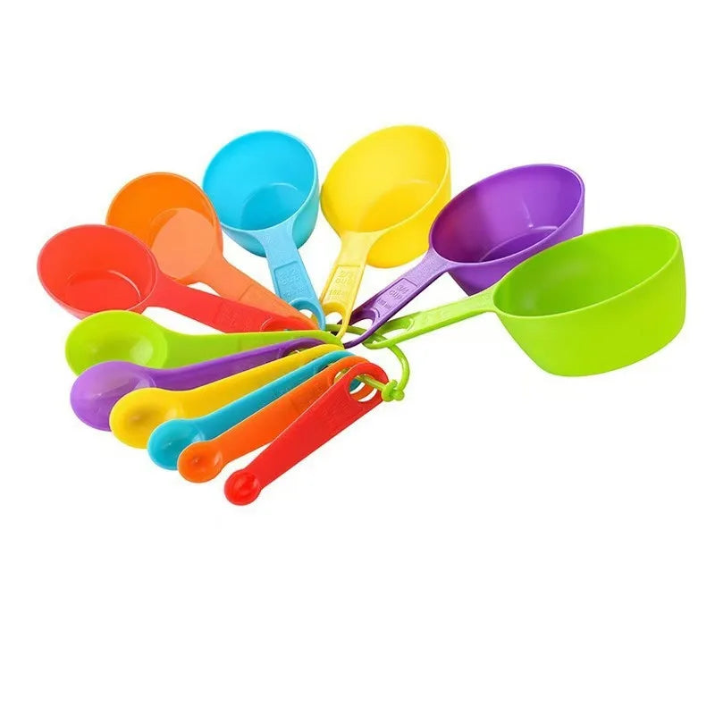 Measuring Cups and Spoons Set 12 Pieces Plastic Measuring Cups Spoons for Baking and Cooking