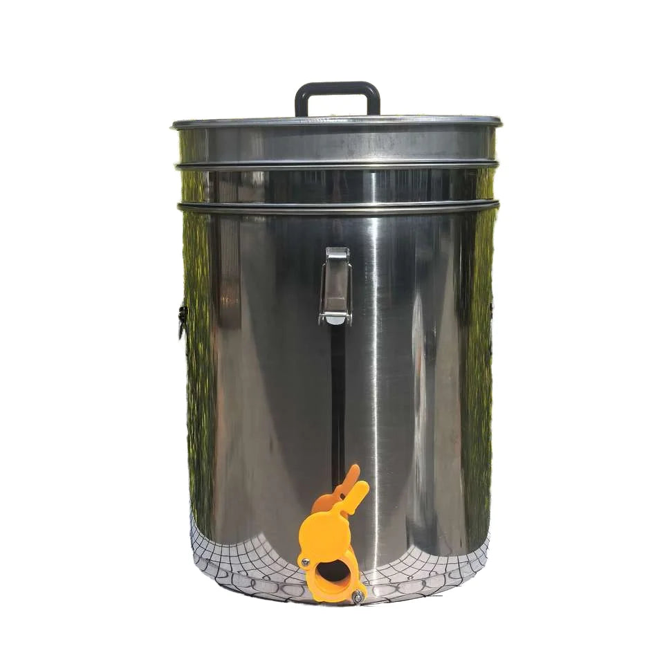50L Stainless Steel Double-Handle Honey Bucket with Duckbill Clip Lid Convenient Beekeeping Equipment for New Animal Husbandry