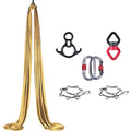 Modern Aerial Yoga Hammock Silk Swing Kit with Nylon Ceiling Mount Accessories (Gold) for Gym Bedroom & Outdoor Use