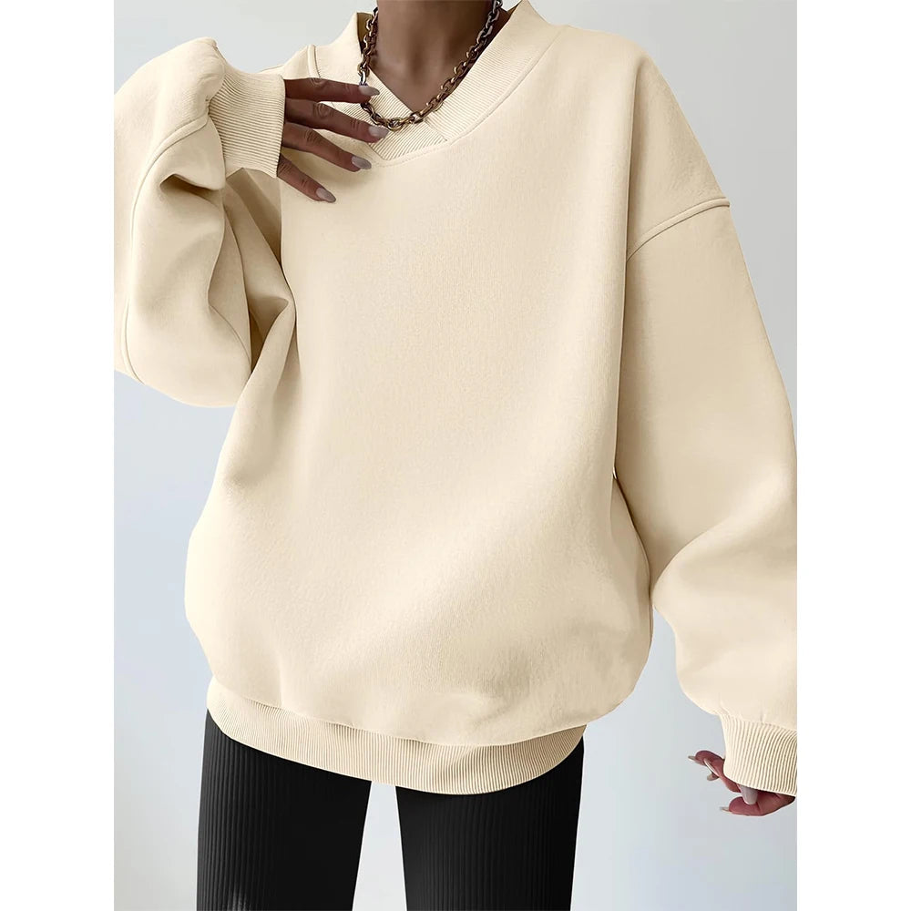 Women's Oversized Drop Shoulder Sweatshirt Minimalist Cozy Soft Relaxed Loose Fit Casual Daily Trendy Effortless Chic Sweatshirt