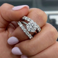 CAOSHI Factory Customable Luxury Exquisite Silver Color Rings for Women Inlaid White Zircon Stones Wedding Rings Set Engagement