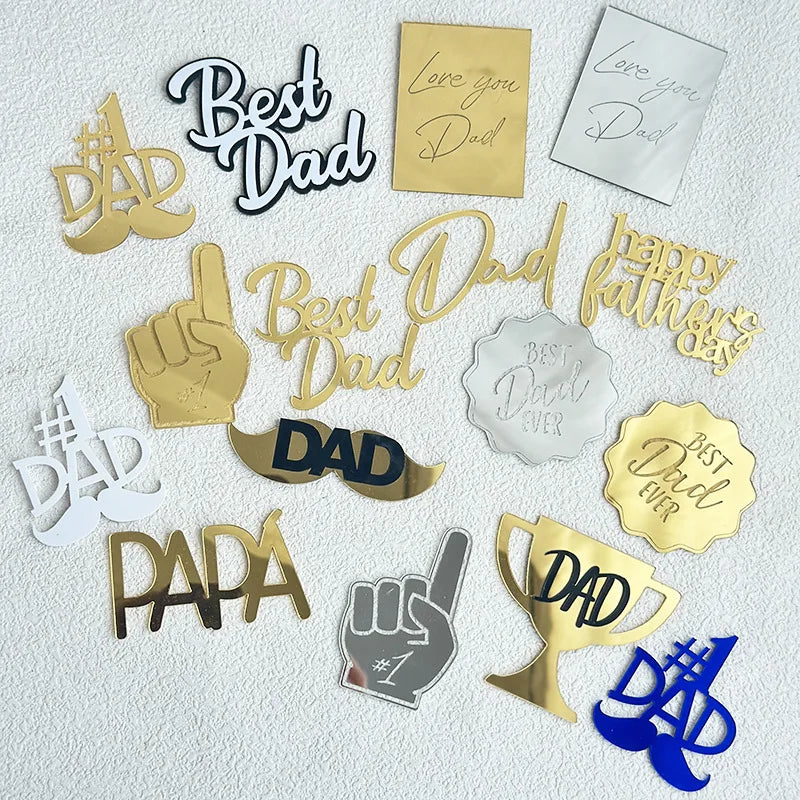 Best Dad Ever Engraved Cupcake Topper for Father's Day New Arrival Cake Decorating Supplies for Parties