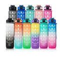 1L 32 oz Straw Strainer Filter Gym Fitness Sports BPA Free Tritan Motivational Water Bottle With Time Marker