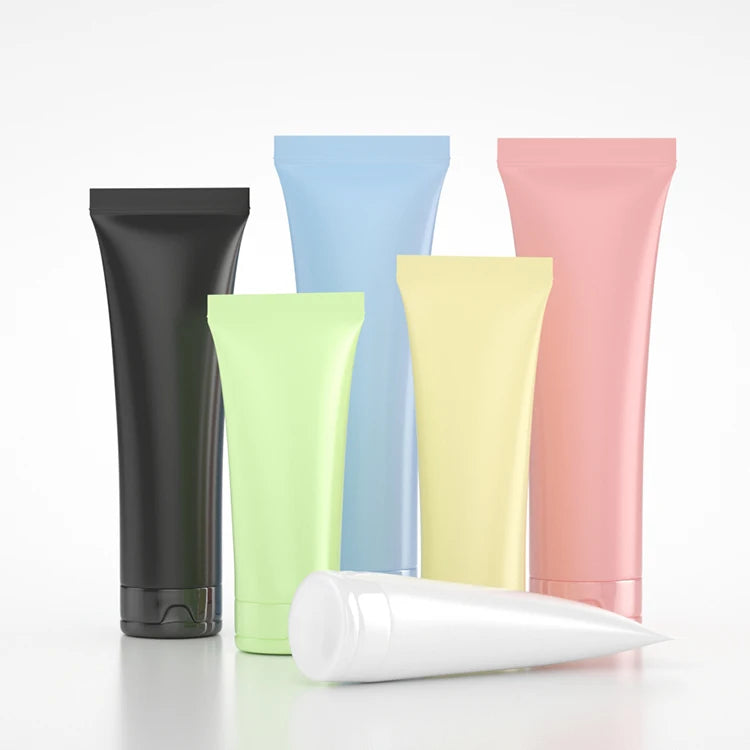Squeeze Cosmetic Plastic Colours Tube With Screw Cover Flip Cover Squeeze Plastic Tube for Facial Cleanser Packaging
