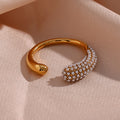 Christmas Gifts for Women Elegant Pearl Ring Snake Shape 18K Gold Plated Stainless Steel Rings Women Jewelry