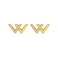 Trendy Simple Ins Cool Style Elegant Letter W Ear Studs Fashion Graceful and Petite Earrings Titanium Steel 18K Gold PVD Plating