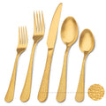 Hot Selling Stainless Steel Hammered Cutlery Plated Sets Golden Hotel Wedding Silverware Metal Flatware