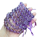 JD Women's Light Purple Beaded Bracelet with Natural Ice Amethyst 7A Energy Crystal Stone Reiki Healing Bangle