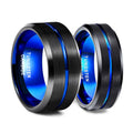 OAHLAN 6/8/10mm Free Sample Blue&Black Mens Tungsten Carbide Ring Blue Line Design Women Wedding Bands Fashion Jewelry