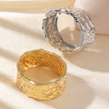 Hammered Textured Wide Hinged Cuff Bangle Irregular Crinkle Spring Open Bracelet Minimalist Rough Surface Statement Jewelry