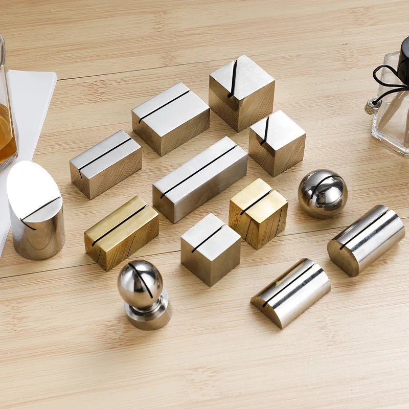 Custom logo Laser Engraving Solid Metal Heavy Base Stainless Steel Menu Holder