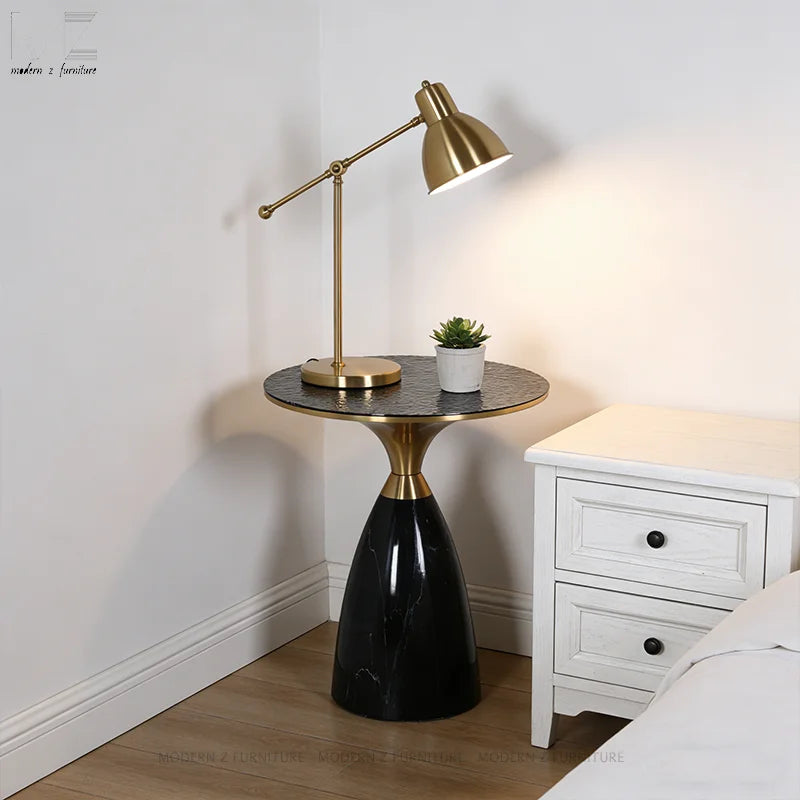 Luxury Coffee Tables Nordic Living Room Furniture Black Metal Gold Glass Round Modern Small Service Side Table
