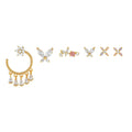 6pcs Mini Earrings Set Simple Female Brass New Butterfly Flower Piercing Earrings Personality Light Luxury Fashion Studs Earring