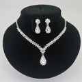 Fashion Water Drop Shape Pendant Necklace Earring Set Glitter Bling Full Rhinestone Wedding Jewelry Sets