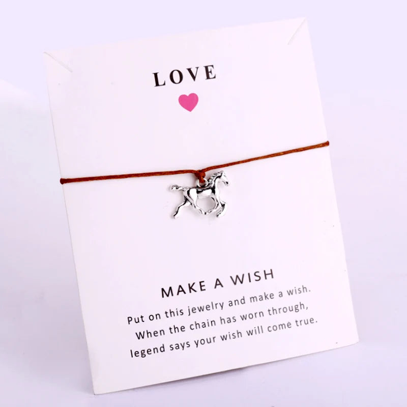 Manufacturer Horse Theme Horseshoe Charm Bracelets Horse Lover Gift Multicolor String Rope Cord Macrame Bracelet