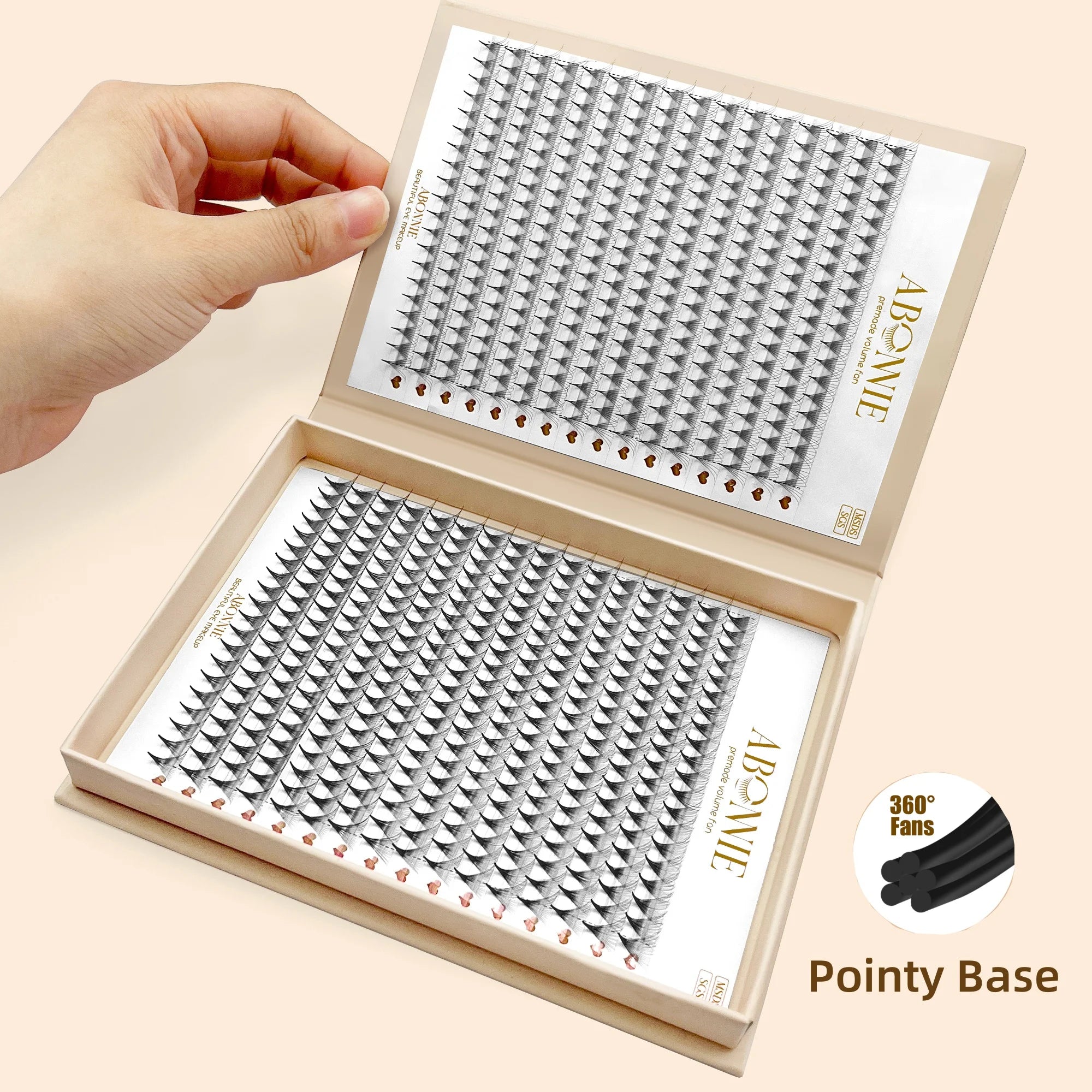 Abonnie Mink Long Short Stem Pre Made Lash Fans Wide Pointy Base Pre-made Eyelash Fans Korean Pbt Fibers Premade Volume Fans