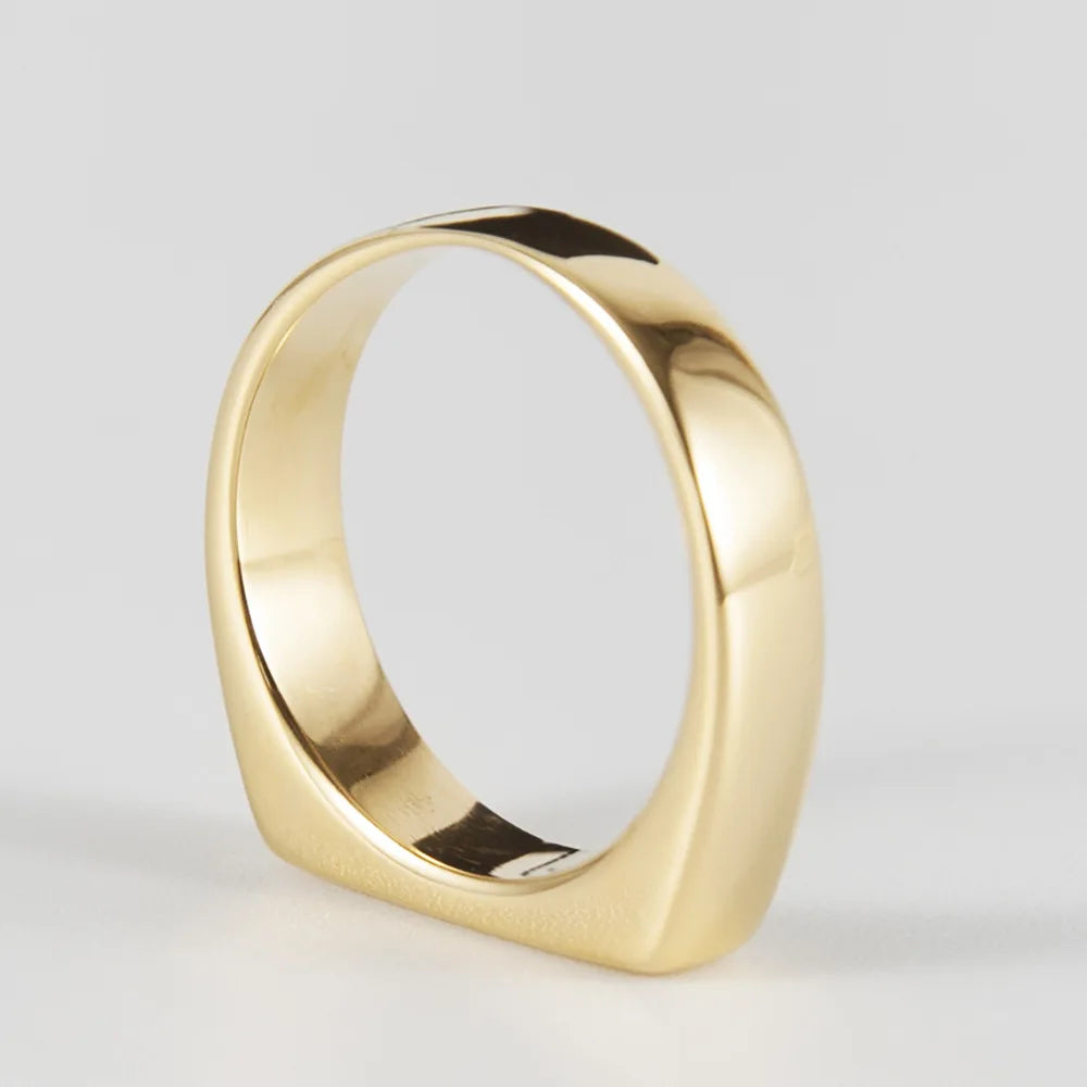Trendy Minimalist Fashion Blank Signet Stainless Steel Gold Plated Rings for Women