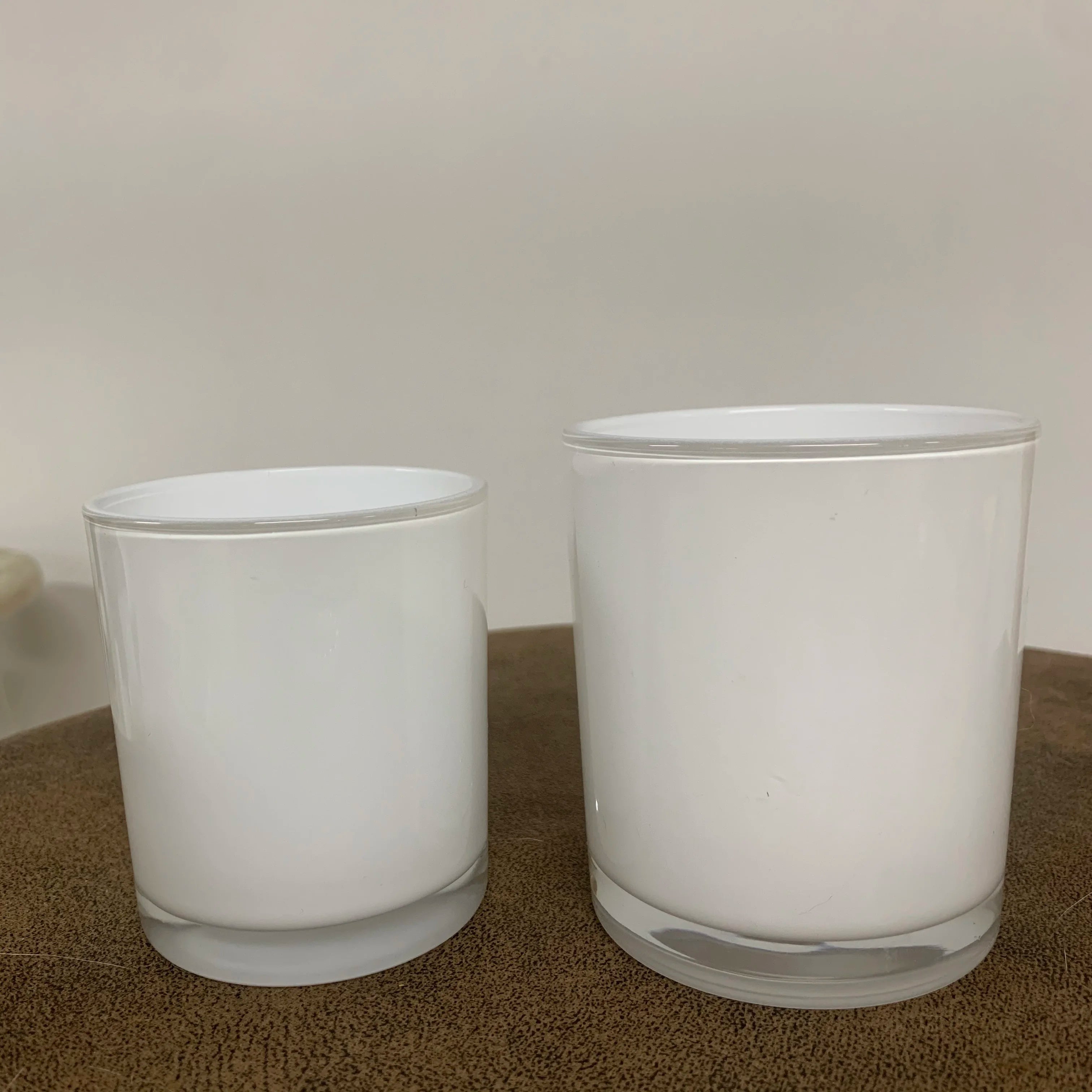 Luxury Unique Glass Jar Custom logo 8oz 10oz 14oz White Glossy Candle Jars Glass