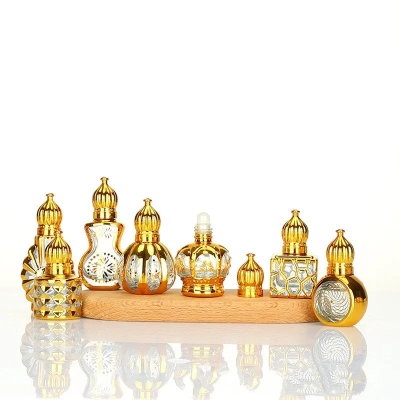High-end Empty Portable Sample 12ml Crystal Oud Glass Perfume Oil Bottles Roller Ball Arabian Oil Perfumes Bottles