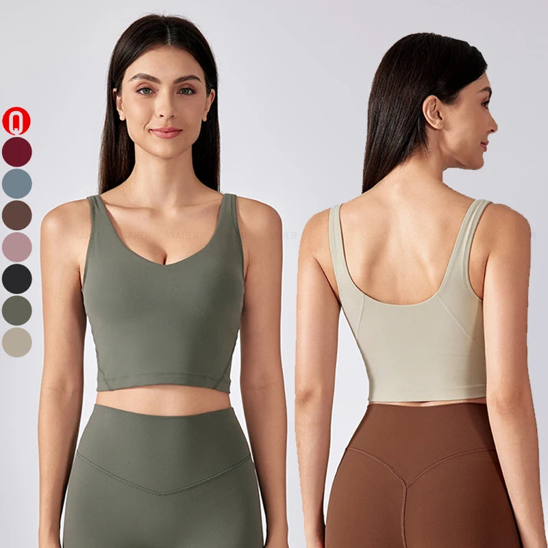 2024 New Custom Women Fitness High Support Workout Top Outdoors Running V Neck Yoga Sports Bra