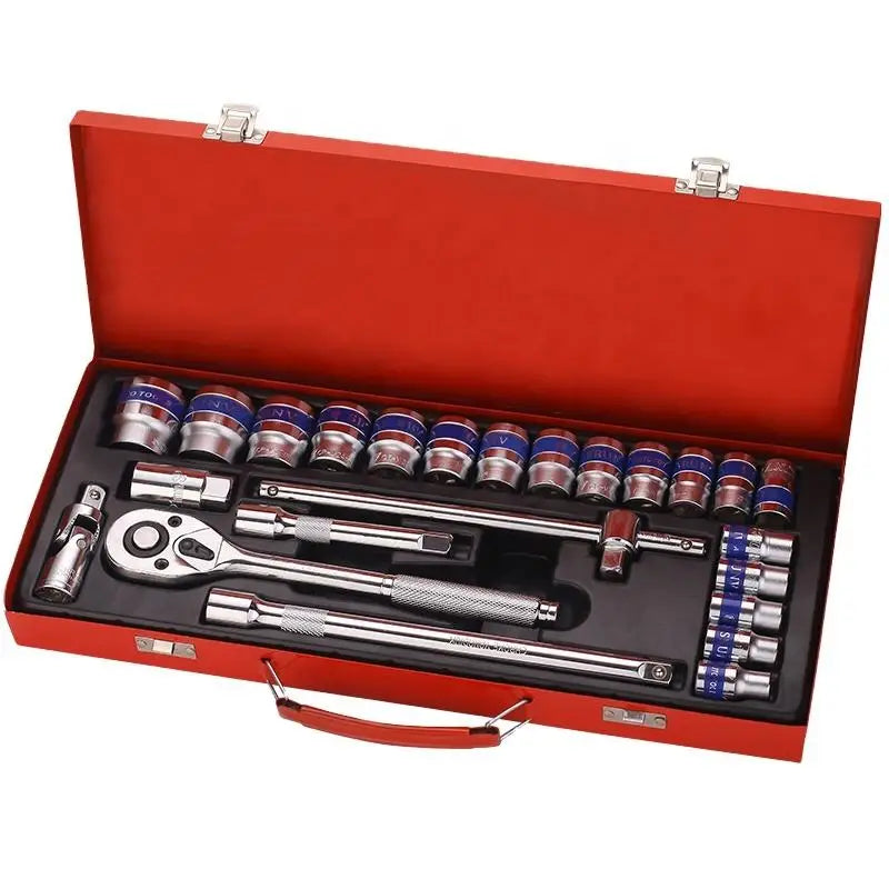 24PCS Universal  1/2" 72T Socket Wrench Set Socket Set Auto Car Motorcycle Diagnostic Tool
