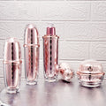 In Stock Luxury Pink Acrylic Square Jar 30ml Dropper Serum 50ml 100ml 120ml Cosmetic Packaging Lotion Pump Bottle for Face Cream
