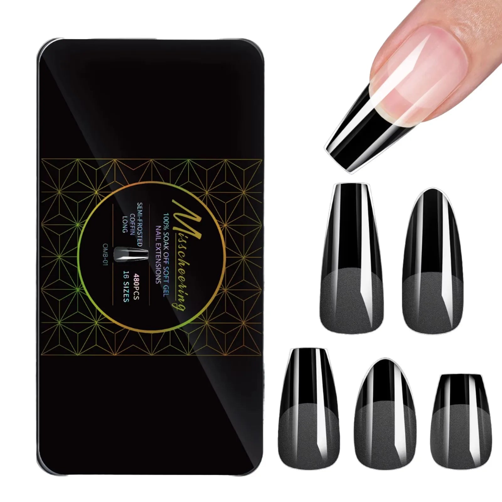 480pcs/Box Transparent Gel X Full Half Cover Duck Coffin Square Round Extension Press on Nails Soft Gel Nail Tips