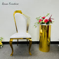 Hot Selling Gold New Design PU Leather Stainless Steel Hotel Banquet Event Wedding Chair MegaBDM