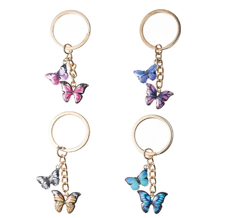 Personalized New Design Fashion Metal Epoxy Butterfly Keychain Promotional Souvenir
